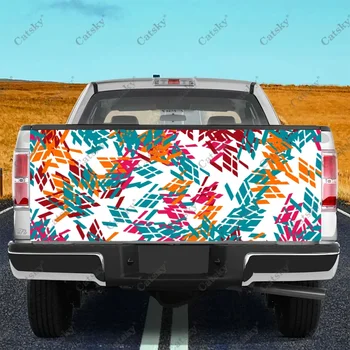 Абстрактные листья геометрические формы Обертка крышки багажника грузовика Материал профессионального класса Универсальный подходит для полноразмерных грузовиков Устойчивый к атмосферным воздействиям