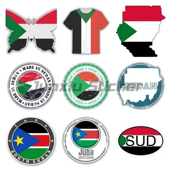 Наклейки с национальным флагом Судана на автомобили, ноутбук, лодку, стену, дверь, окно, шлем, велосипед, Виниловые водонепроницаемые наклейки на автомобиль