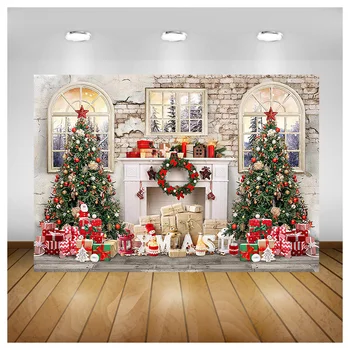 Рождественские деревенские деревянные ворота, фон для цифровой фотографии, реквизит для празднования снежной вечеринки, студийный фон DJ-10