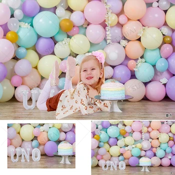 Фоны для Фотосъемки с Воздушным шаром на День Рождения, 1-й Детский Душ, Серебристо-Розовый Фон из Воздушных шаров и Цветов, Студийные Фотоколлы Для Новорожденных