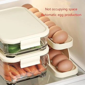 Дозатор для яиц в холодильнике, контейнер для хранения яиц с автоматическим скручиванием, компактный лоток для яиц в холодильнике Прочный