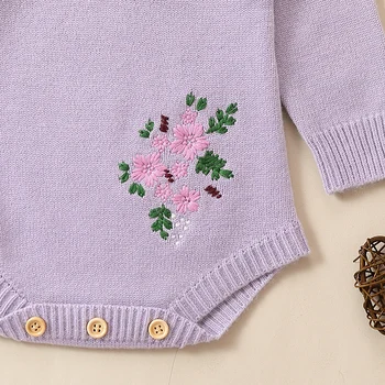 Вязаный свитер для малышей, Комбинезон для маленьких девочек, Комбинезон с длинными рукавами, Осенне-зимняя одежда