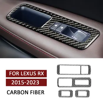 4шт Кнопка Включения Стеклоподъемника Автомобиля Отделка Панели Наклейками из Углеродного Волокна для Lexus RX RX300 270 200T 450H 2015-2023 Автоаксессуары