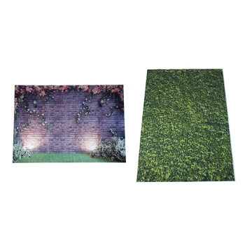 2 предмета, 7x5 футов, фоны для фотосъемки с цветами, Кирпичная природа, Зеленая трава, Весенний фон Stuido