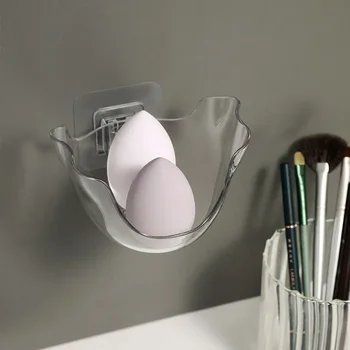 Подставка для хранения яиц для макияжа Коробка для хранения прозрачной губки для макияжа, держатель для пуховки, Подставка для хранения ювелирных изделий без перфорации