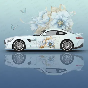 Китайское искусство Ретро цветочный принт 2шт Автомобильная наклейка для универсальной большой автомобильной наклейки Автомобильная наклейка для универсального украшения автомобиля наклейкой