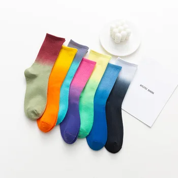 Модные короткие носки с градиентным рисунком для женщин и мужчин, оригинальные спортивные носки для катания на коньках в стиле хип-хоп, забавные хлопчатобумажные носки с рисунком в виде галстука