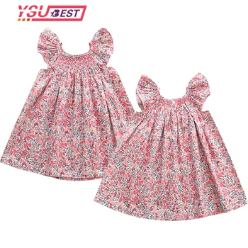 2023 Ins Брендовая Хлопковая Летняя льняная одежда в Европе и Америке, платье для маленьких девочек, платья для маленьких девочек, одежда принцессы для девочек