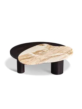 Итальянский Минималистичный Журнальный столик с мраморной Оловянной деревянной Ножкой Особой формы Для маленькой квартиры, Легкий Роскошный Чайный Столик
