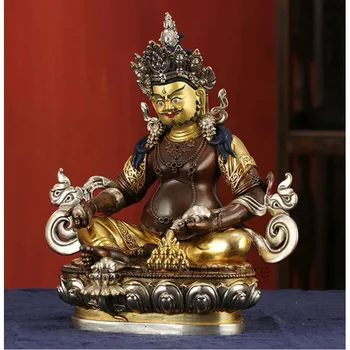 21 см большой -Высококачественная латунная статуя Будды- Эффективная защита ДОМА и семьи Тибетский Непал Желтый бог удачи Джамбала Будда