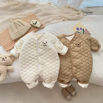 INS. Корейский вариант детского зимнего комбинезона, хлопковая куртка для мужчин и женщин, теплый костюм для ползания для новорожденных, облегающая одежда