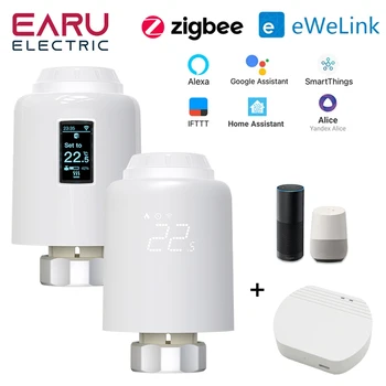 Новый eWeLink Smart ZigBee Термостат Радиатор TRV Программируемый привод Отопление Дистанционный регулятор температуры Alexa Google Home