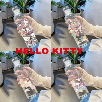 Hello Kitty Пластиковая Бутылка Для Воды Высокое Качество Спорт На Открытом Воздухе Холодный Сок Чашка Для Воды Креативная Бутылка Для Воды Посуда Для Напитков Пара Кружек Новый