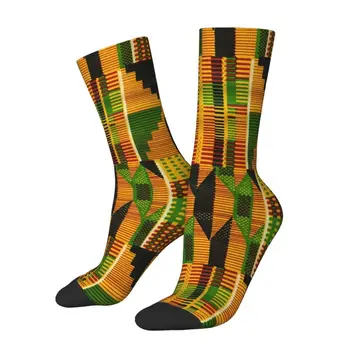 Мужские носки для экипажа с рисунком из ткани African Kente, унисекс, милые носки с 3D принтом в традиционном африканском этническом стиле