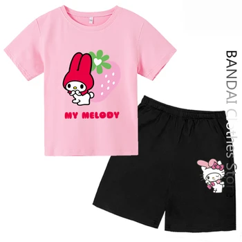 Sanrio/ Комплекты футболок My Melody Для девочек, летняя футболка с рисунком 