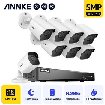 ANNKE 4K Ultra HD 8CH Security 5-в-1 DVR Рекордер Видео 5MP Super HD Проводная IP67 Водонепроницаемая Пуля TVI Камера Безопасности CCTV Set