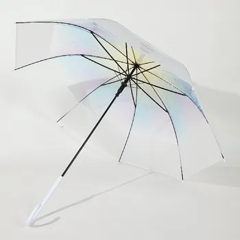 Портативный зонт Прозрачный, не намокающий, белый Солнцезащитный козырек, Складные зонты, Ветрозащитный, Прочная длинная ручка, Регенерирующий дождевик