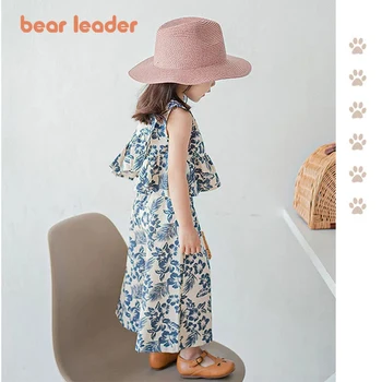Bear Leader/ Топы от Netflix для девочек, Комплект Широких брюк, Лето 2023, Новая Модная Темпераментная Одежда из двух предметов с цветочным рисунком в стиле ретро Для девочек