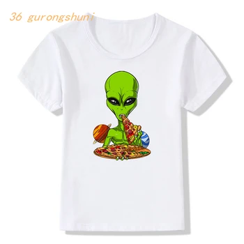 футболки с изображением аниме-инопланетянина, забавная футболка для маленьких мальчиков, одежда для мальчиков, детская одежда для девочек, футболки для девочек, детская футболка harajuku
