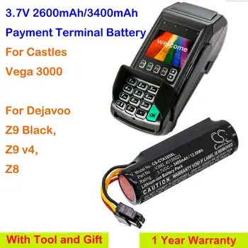 Аккумулятор платежного терминала OrangeYu 2600 мАч/3400 мАч V3M2 для Castles Vega 3000, для Dejavoo Z9 Black, Z9 v4, Z8