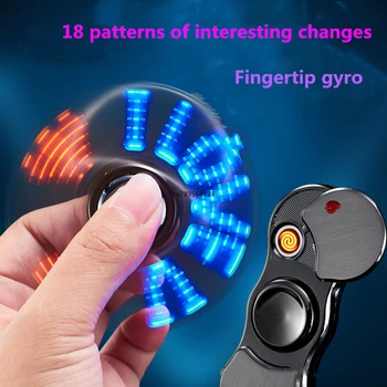 EDC Toys Fidget Spinner Зарядка Творческой Индукции Красочный Узор Light Легкое Снятие Стресса С Кончика Пальца Гироскоп для Взрослых