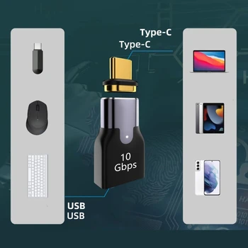 Адаптер данных OTG типа C для подключения к USB3.0 с разъемом под углом 90 градусов влево и вправо с магнитным разъемом 10 Гбит / с для ноутбука-телефона