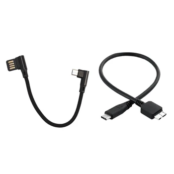 15 см Micro-USB 5Pin Под Прямым Углом влево и Кабель для телефона V8 и жесткого диска, Разъем USB 3.1 Type-C К USB 3.0 Micro-B