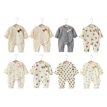 Комбинезон для новорожденных, хлопковая пижама без ножек, комбинезон для роста ребенка, одежда для сна и игр на лето и весну для 0-12 месяцев