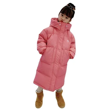 Новая детская куртка для девочек, толстое длинное зимнее теплое пальто, Модная парка, Верхняя одежда с капюшоном, Одежда для детей, Одежда для девочек TZ911