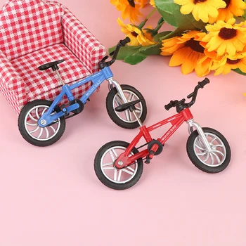 Модель велосипеда из сплава Mini 1:10, Литая под давлением Металлическая Гоночная игрушка на горный велосипед с пальцем, Имитирующая изгиб дороги, Коллекция игрушек для детей