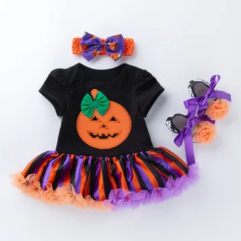 Малыш Милый Мультяшный комбинезон для мальчиков и девочек 0-24 месяца на Хэллоуин для маленьких девочек, комбинезон с тыквой, комбинезон, одежда с черепом, комплект одежды