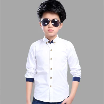 Рубашки для мальчиков-подростков Школьная рубашка для мальчиков Рубашка с отложным воротником для мальчиков Школьная белая блузка Одежда 6, 8, 10, 12, 14 лет