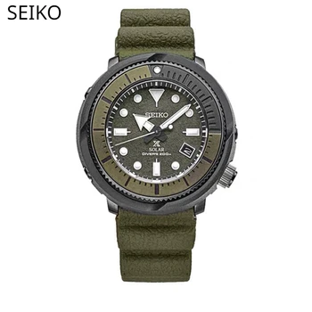Мужские часы SEIKO Prospex Street Sports Diver's 200M с зеленым циферблатом и силиконовой лентой, часы SNE537, Модные Спортивные Повседневные мужские часы