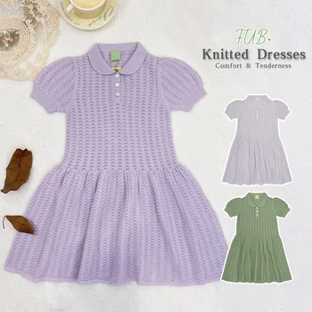 Комплект для маленьких девочек, однотонное трикотажное платье для куклы с вырезом лодочкой, новое летнее платье 2023