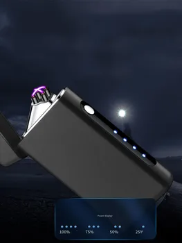 2023 Электрическая Металлическая Наружная Ветрозащитная USB-зарядка, Двухдуговая зажигалка, Импульсная Беспламенная Зажигалка для сигар, высококачественные Подарки