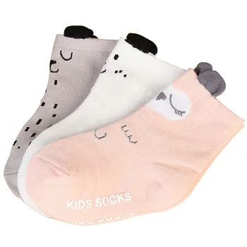 3 пары / лот, весенне-осенние носки для малышей, Хлопковые высококачественные носки с мультяшными ушками, носки для маленьких девочек /мальчиков 0-3 лет