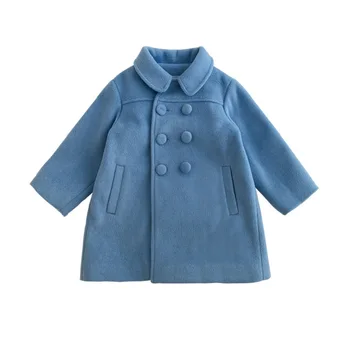 Новое Детское Стеганое Утолщенное Двубортное Весеннее Шерстяное пальто в зимнем стиле 2023 года, Детская одежда от 3 до 8 лет
