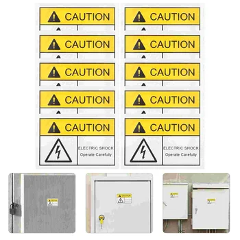 10шт Предупреждающих наклеек, клейких этикеток, предупреждающих об опасности поражения электрическим током, наклеек