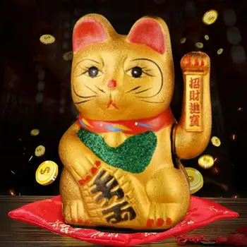 7 Дюймов Счастливчик со словами благословения, пожимающий руку, Дизайнерская керамическая скульптура Кота-счастливчика в китайском стиле, подарок на церемонию открытия