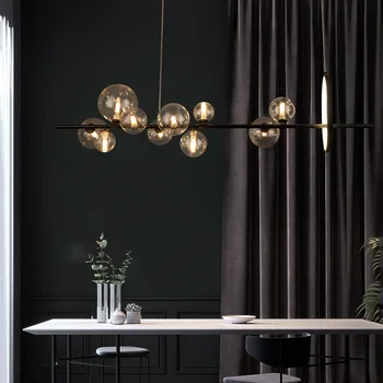 Дизайнерская ресторанная люстра в скандинавском стиле, креативная личность, современный барный светильник, чистое красное стекло, лампа Bubble Magic Bean