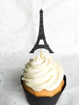 блестящие топперы для кексов с Эйфелевой башней на свадьбу, день рождения, Парижский Девичник, украшение торта, пончики, выбор еды