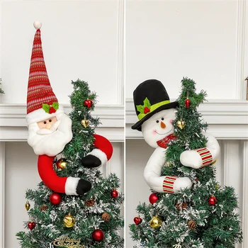 40/60 см Санта-Клаус, снеговик, верхушка дерева, звезда, украшения для рождественской елки, украшение Рождественской сцены