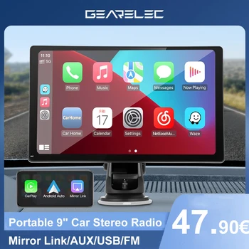 Новейшая 9-дюймовая портативная беспроводная автомобильная стереосистема Carplay Android Auto, автомагнитола Bluetooth, GPS-навигация, FM-AUX, автомобильный мультимедийный плеер.