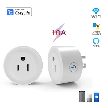 10A 20A Tuya Smart Wifi Plug US Беспроводная Контрольная Розетка Функция Таймера Контроля энергии Работает Alexa Google Home