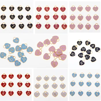 12 шт 12*14 мм в форме сердца, эмалевое созвездие, мини-шарм для DIY, ожерелье, браслет, ювелирные аксессуары