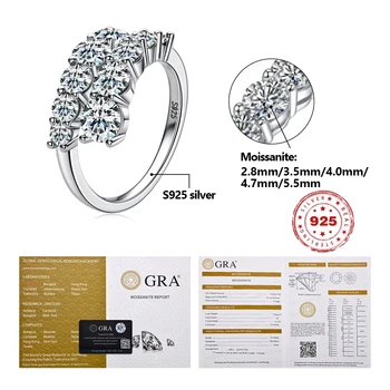 Кольцо с Муассанитом S925 Silver D Clarity Gold Plating Проходит Тест на Бриллианты Подарочный сертификат GRA Twist Arm Double End Open Ring