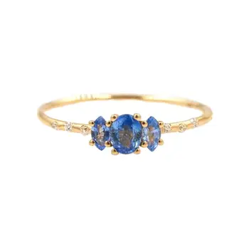 Новое Винтажное кольцо с синим цирконом для женщин, Свадебные Медные Позолоченные Геометрические Кольца с цирконом, Модные эстетичные ювелирные изделия