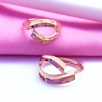 Серьги из фиолетового золота 585 пробы с покрытием из розового золота 14 карат, модные блестящие геометрические серьги, легкие Роскошные украшения для банкета