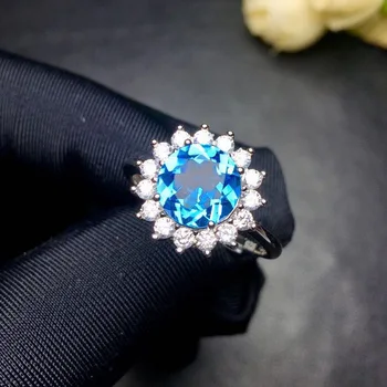 Новое кольцо с имитацией топаза цвета морской волны в форме сердца с полным бриллиантом 