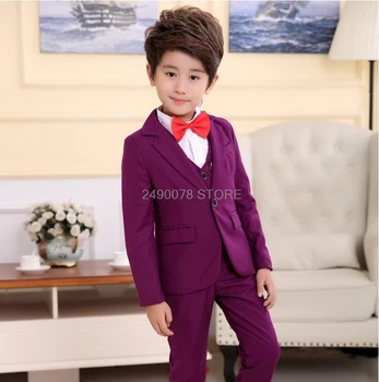 Высококачественный Официальный свадебный костюм для мальчиков в цветочек, комплект из детской куртки и брюк для джентльменов, Детское праздничное платье для выступлений, костюм